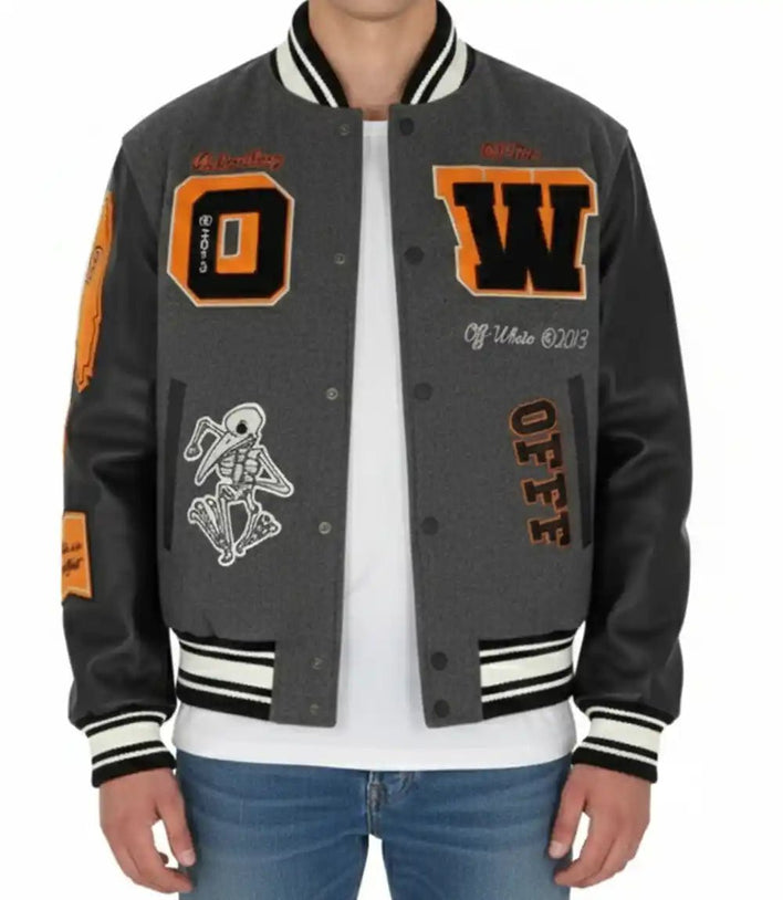 Off White Bomber Varsity Jacket - MovieStarJacket