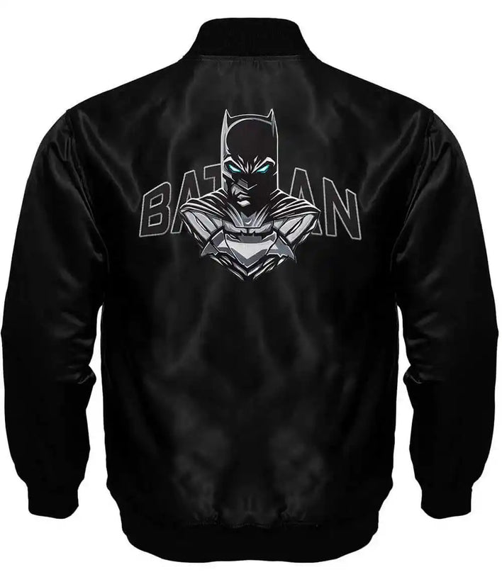 Black Satin Varsity Batman Jacket