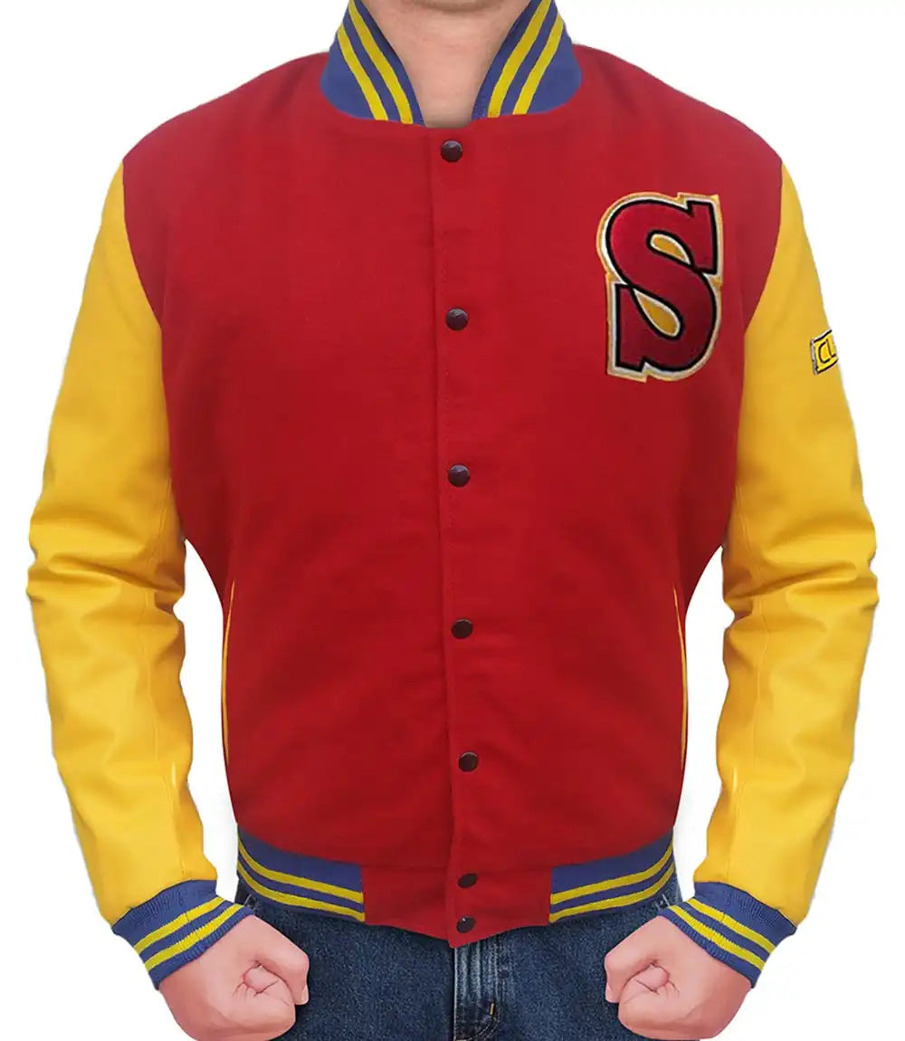 S Letter High School Red Varsity Jacket

