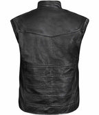 Black leather vest on a white background