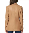 Women Camel Designer Leather Blazer Jacket - MovieStarJacket