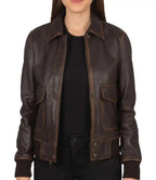 Women Distressed Brown Genuine Leather Jacket - MovieStarJacket