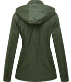 Women Green Lightweight Cotton Jacket With Hood - MovieStarJacket