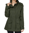 Women Green Lightweight Cotton Jacket With Hood - MovieStarJacket