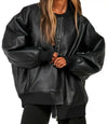 Women Oversized Long Black Leather Jacket - MovieStarJacket