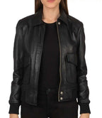 Women Vintage New Look Cropped Leather Jacket - MovieStarJacket
