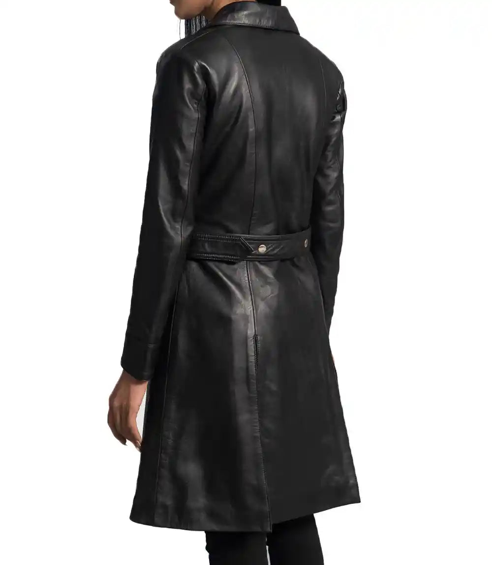 Women Trench Coat Black | Long Belted Coat Winter

