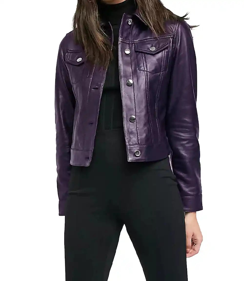 Womens Leather Trucker Jacket

