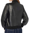 Womens Black Leather Bomber Jacket - MovieStarJacket
