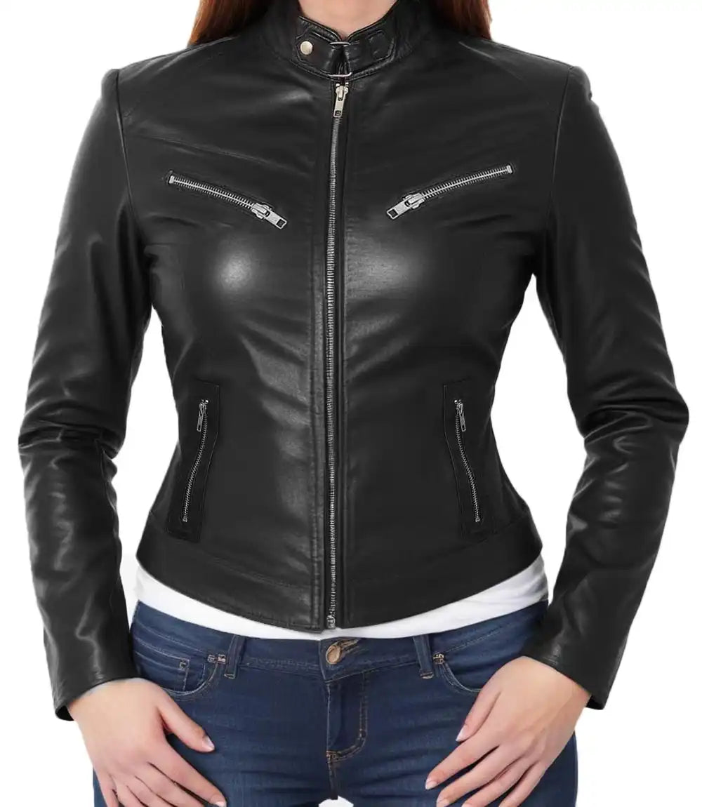 Cropped Leather Jacket Womens
