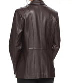 Womens New Look Tall Brown Leather Blazer Jacket - MovieStarJacket