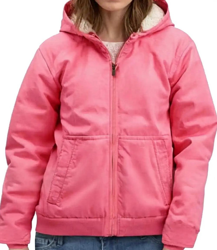 Womens Pink Fur Jacket with Hood - MovieStarJacket