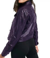 Womens Trucker Jacket Purple Leather - MovieStarJacket