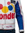 Colorful jacket with 'Wonder' branding and 'Powerade' logo on a white background