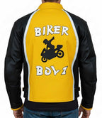 Yellow & Black Kid Street Racer Leather Jacket - MovieStarJacket