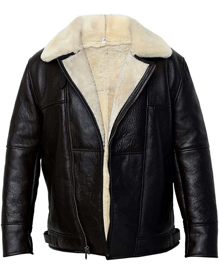 B3 Bomber WWII Pilot Real Shearling Brown Sheepskin Leather Jacket