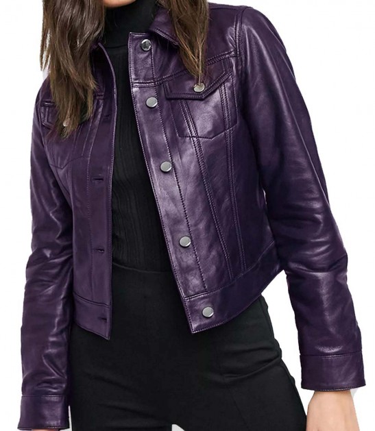 purple leather jacket