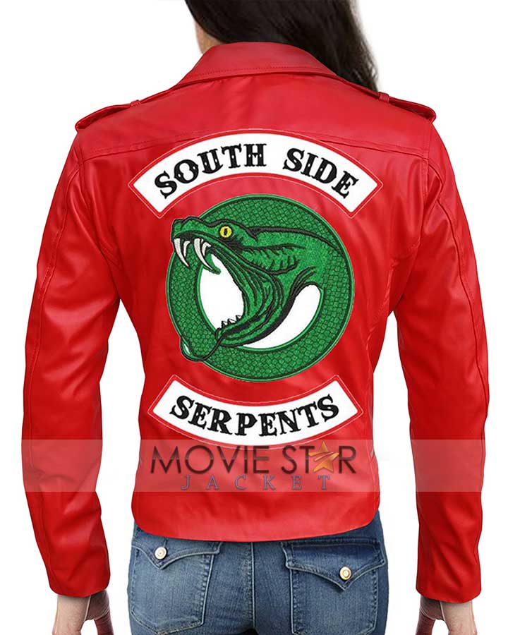 Women Cheryl Blossom Madelaine Petsch Southside Serpents Red Leather Jacket