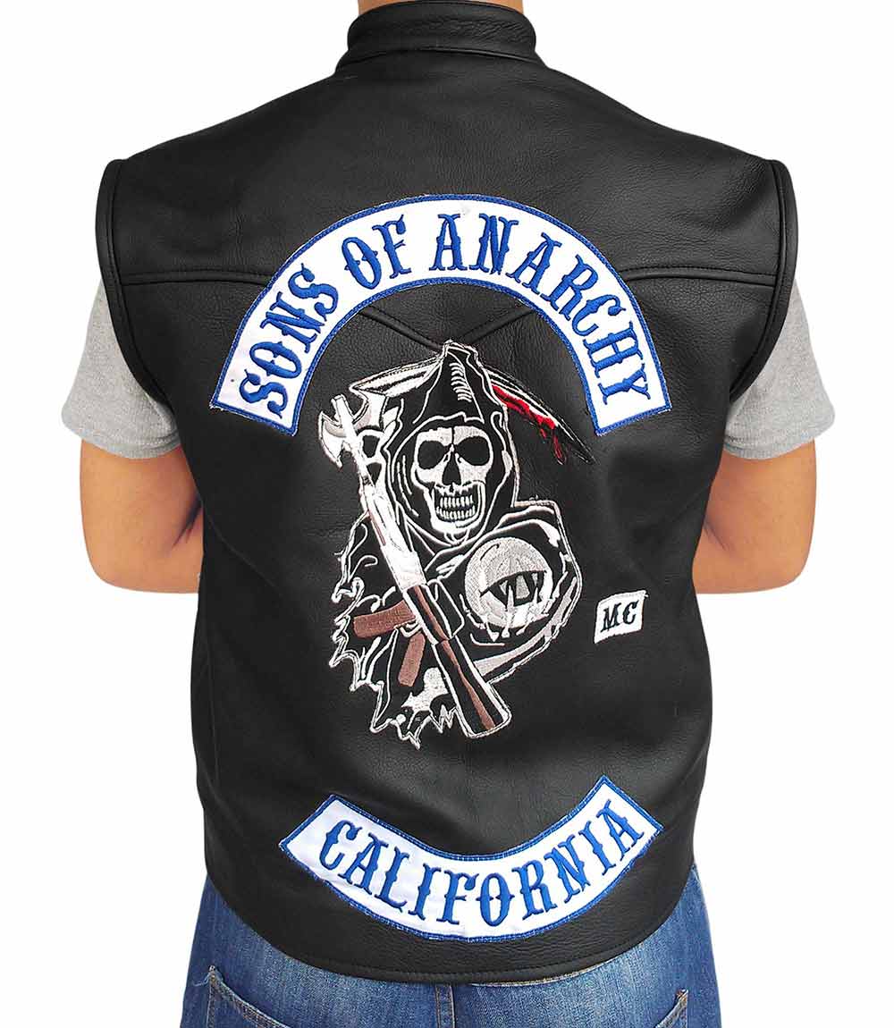 Antologi uklar Overdreven Sons of Anarchy Vest - Jax Teller SAMCRO SOA Biker Leather Vest